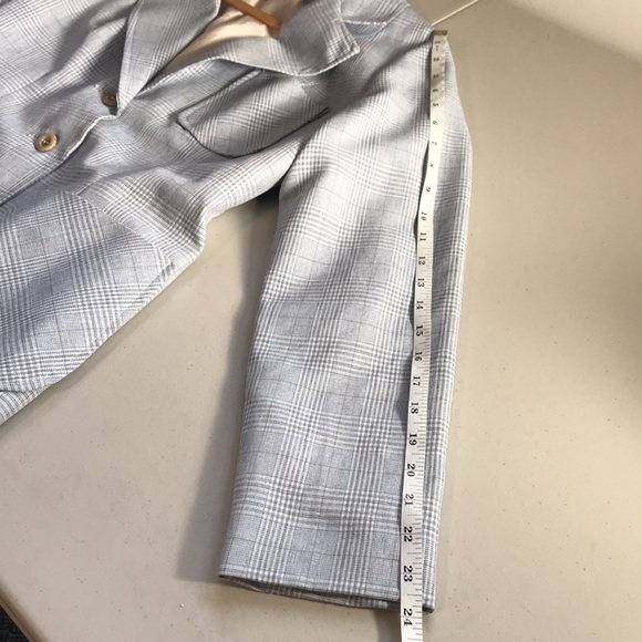 Domani by Niccolini vintage plaid blazer light blue white brown medium - Picture 10 of 11